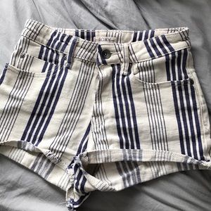 RARE Roxy Striped High Waisted Shorts